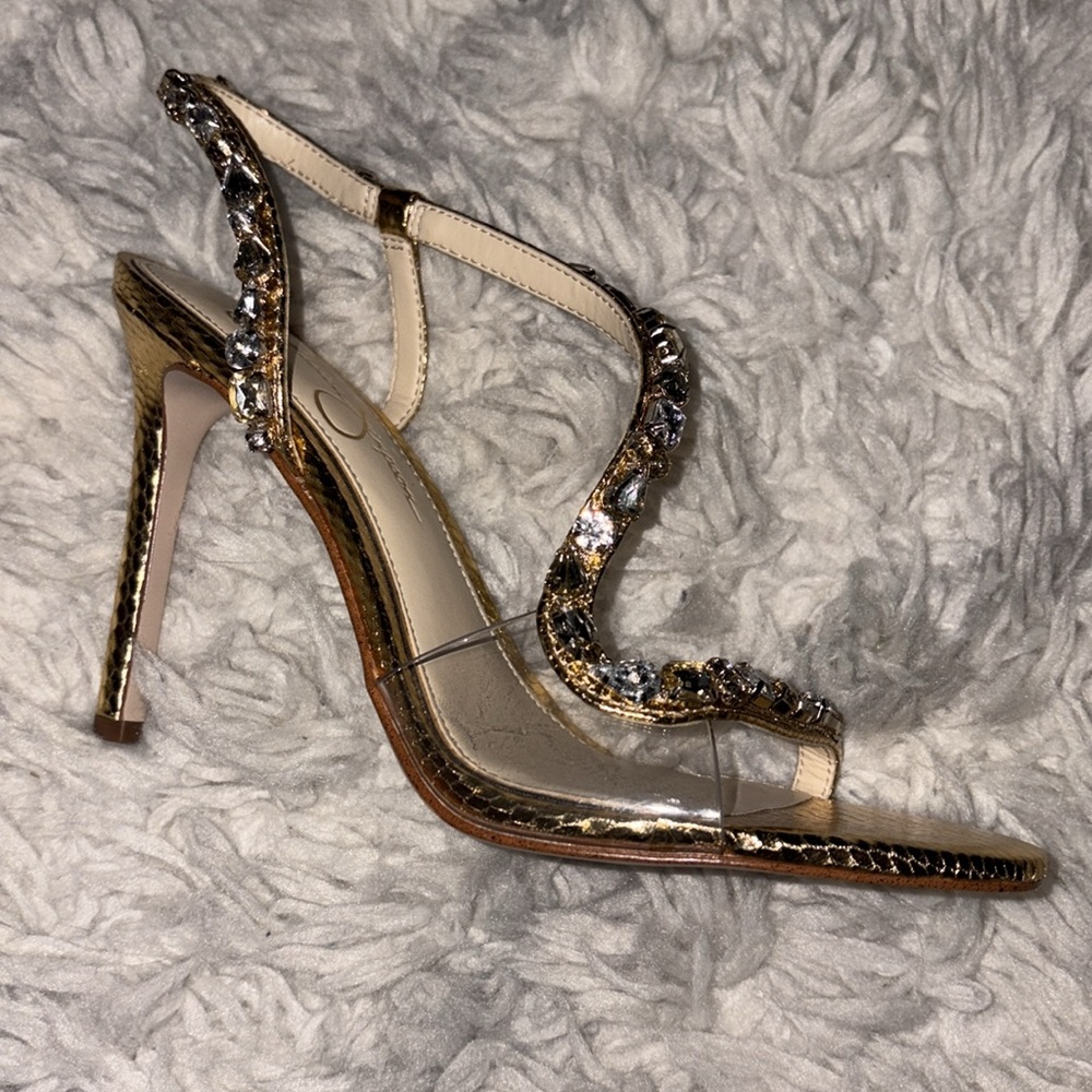 Jessica Simpson Jaycin metallic crystal embellishment strappy sandal Size 8M - Picture 8 of 17